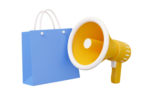 shopping bag megaphone speaker 3d png