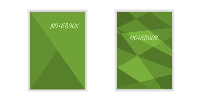 Geometric cover in green for notebooks, albums, backdrops. Vector templates with triangles pattern.