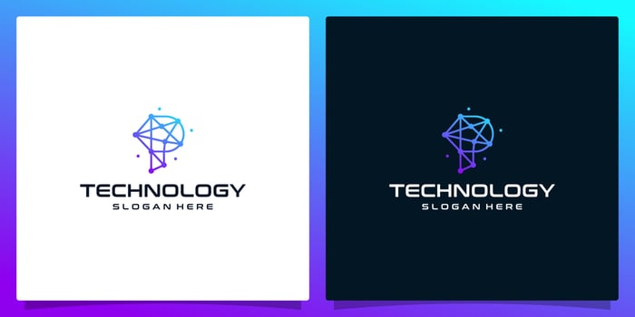 Creative logo initial letter P abstract with technology style and gradient color. Premium vector