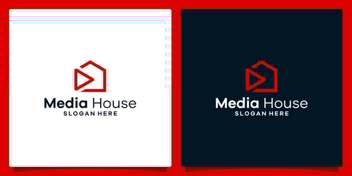 House building logo with play video button logo graphic design vector illustration. Symbol, icon, creative