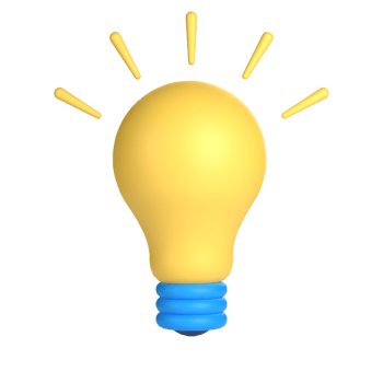 3D Light Bulb for School and Education Concept. Object on a transparent background png