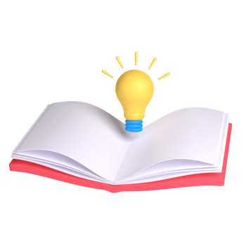 3D Bulb on Book for School and Education Concept. Object on a transparent background png