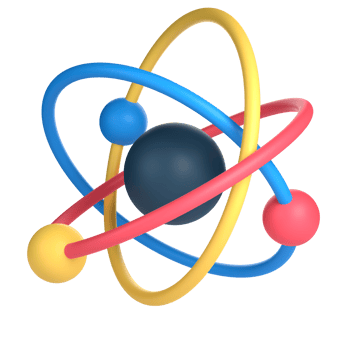3D Atom for School and Education Concept. Object on a transparent background png
