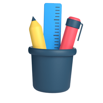 3D Stationery Case for School and Education Concept. Object on a transparent background png