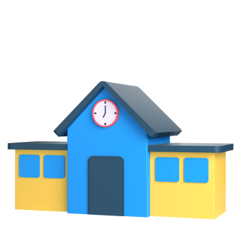 3D School Building for School and Education Concept. Object on a transparent background png