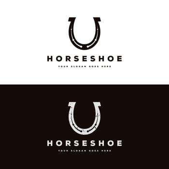 Vector logo illustration for horseshoe. grunge style.