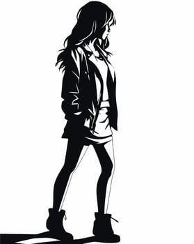 Anime Girl Silhouette vector