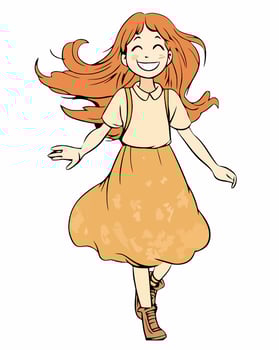 Smiling Girl Walking Illustration vector