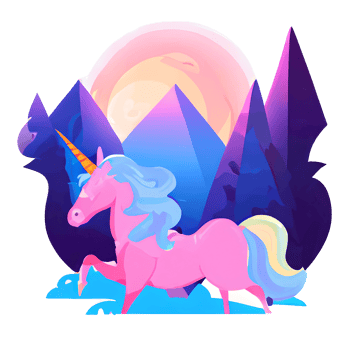 pink unicorn in forest mountain png
