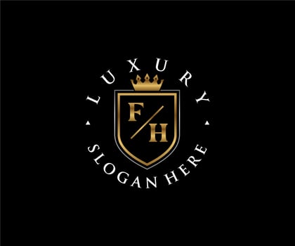 Initial FH Letter Royal Luxury Logo template in vector art for Restaurant, Royalty, Boutique, Cafe, Hotel, Heraldic, Jewelry, Fashion and other vector illustration.