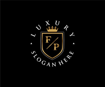 Initial FP Letter Royal Luxury Logo template in vector art for Restaurant, Royalty, Boutique, Cafe, Hotel, Heraldic, Jewelry, Fashion and other vector illustration.