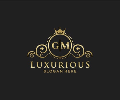 Initial GM Letter Royal Luxury Logo template in vector art for Restaurant, Royalty, Boutique, Cafe, Hotel, Heraldic, Jewelry, Fashion and other vector illustration.