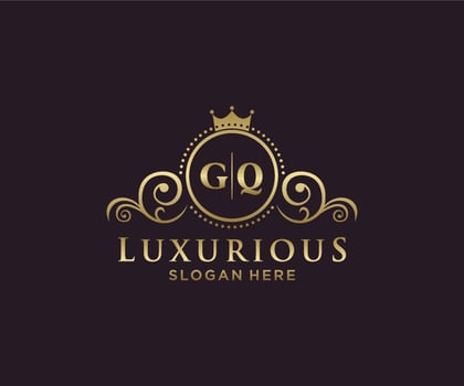 Initial GQ Letter Royal Luxury Logo template in vector art for Restaurant, Royalty, Boutique, Cafe, Hotel, Heraldic, Jewelry, Fashion and other vector illustration.