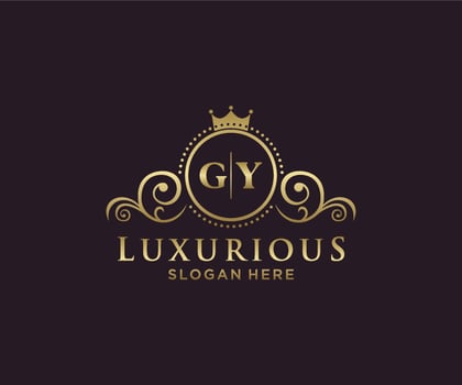 Initial GY Letter Royal Luxury Logo template in vector art for Restaurant, Royalty, Boutique, Cafe, Hotel, Heraldic, Jewelry, Fashion and other vector illustration.