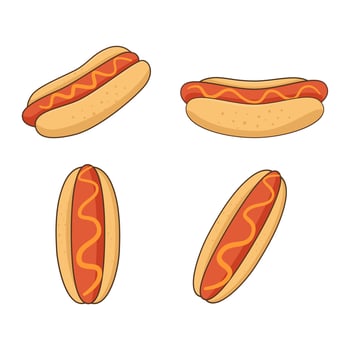 set hod dogs for breakfast vector