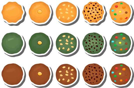 Big set homemade cookie different taste in pastry biscuit png
