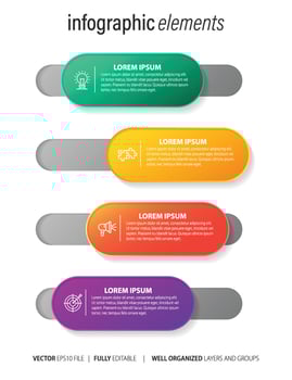 Infographics design vector and marketing icons can be used for workflow layout, diagram, annual report, web design. Business concept with 4 options, steps or processes.