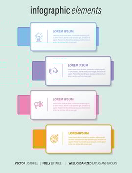 Infographics design vector and marketing icons can be used for workflow layout, diagram, annual report, web design. Business concept with 4 options, steps or processes.
