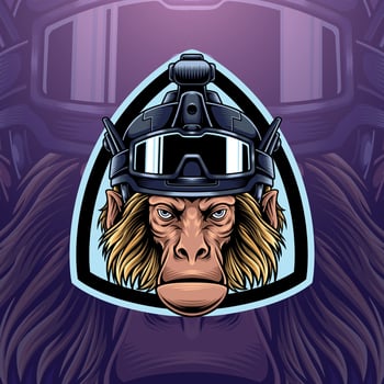 Mascot of Military Ape that is suitable for e-sport gaming logo template vector