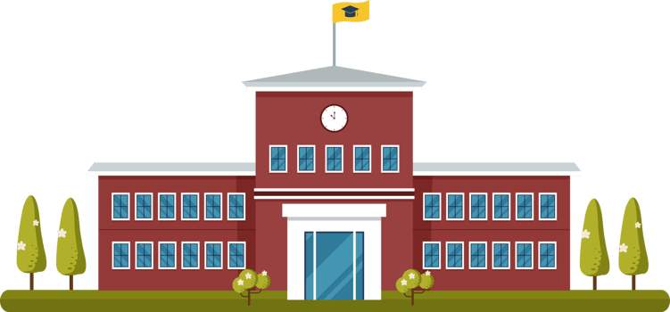 School building exterior vector illustration png