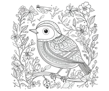 Cute Bird House coloring page vector