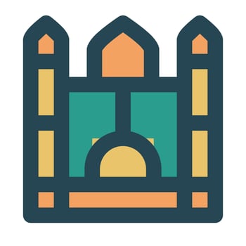 mosque of ramadan month fill icon set vector
