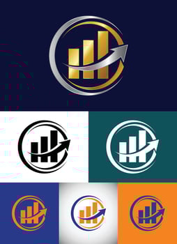 Multiple color variation finance and accounting logo design vector template