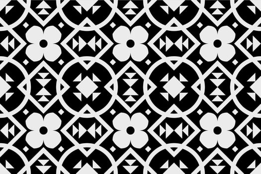 Black and white geometric ethnic seamless pattern design for wallpaper, background, fabric, curtain, carpet, clothing, and wrapping. vector