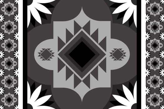 Black and white geometric ethnic seamless pattern design for wallpaper, background, fabric, curtain, carpet, clothing, and wrapping. vector