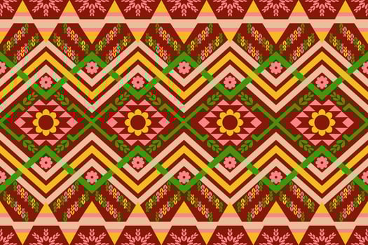 Colorful geometric ethnic seamless pattern designed for background, wallpaper, traditional clothing, carpet, curtain, and home decoration. vector