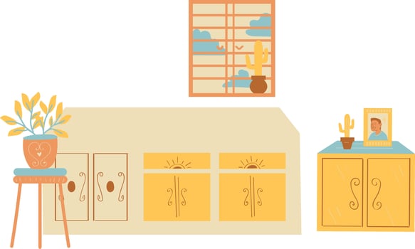 Kitchen interior. Furniture in flat style. Vector illustration.