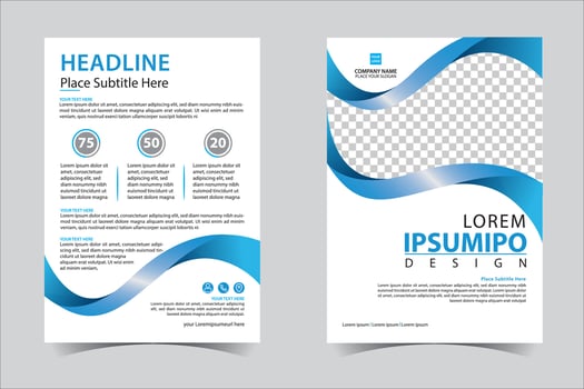 Blue business annual report brochure flyer design template vector, Leaflet cover presentation abstract geometric background, modern publication poster magazine, layout in A4 size Free Vector