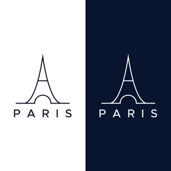 French eiffel tower building and high tower Logo template design.With editable vector illustration.
