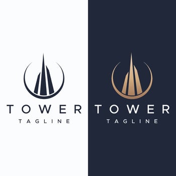French eiffel tower building and high tower Logo template design.With editable vector illustration.