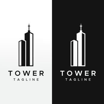 French eiffel tower building and high tower Logo template design.With editable vector illustration.