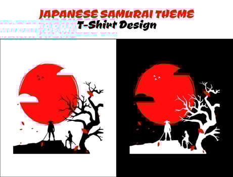 couple samurai. urban samurai. japanese theme design. silhouette japan samurai vector for design t shirt concept. Japanese t-shirt design. samurai vector illustration.