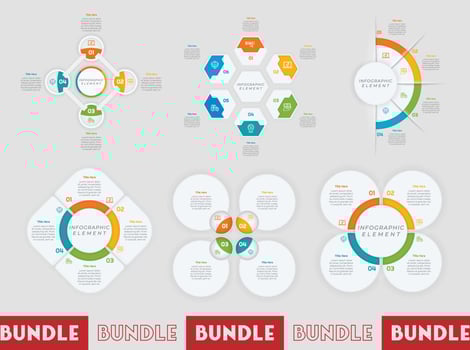 Infographic bundle set with 4, 5, 6 steps, options or processes for workflow layout, diagram, annual report, presentation and web design. vector