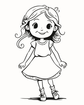 Young Girl Coloring Page vector