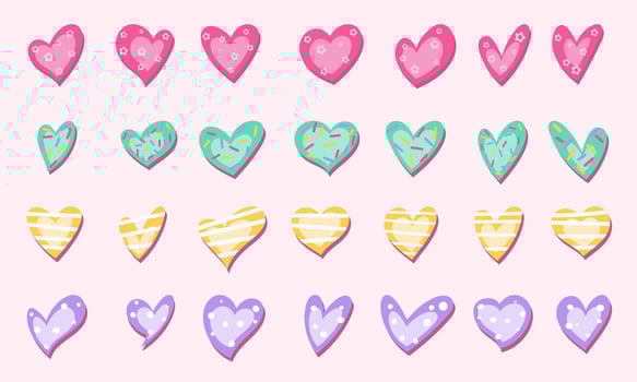 Doodle hearts sketch set. Various different hand drawn love heart icon love collection isolated on white background. Red heart symbol for Marriage and Valentines Day. vector