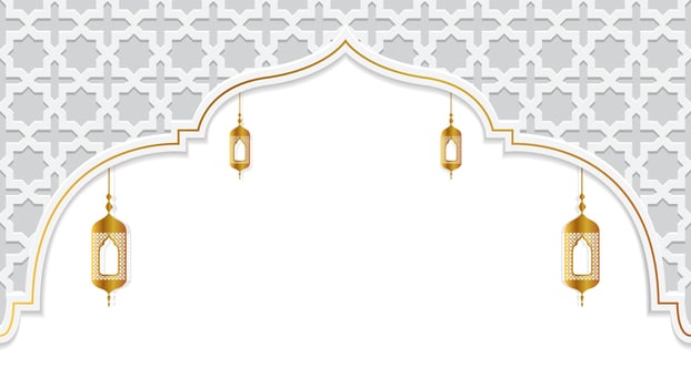 islamic background in white and gold color with lantern illustration for ramadan kareem, eid mubarak, eid al adha, eid al fitr, muharram, etc. vector