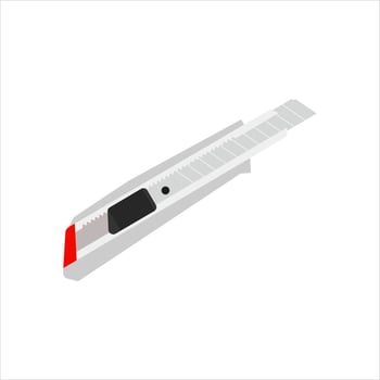 Boxcutter flat design vector illustration. Blade stationery knife vector illustration. Cutter knife vector blade. Paper craft utility stationery office craft cut razor