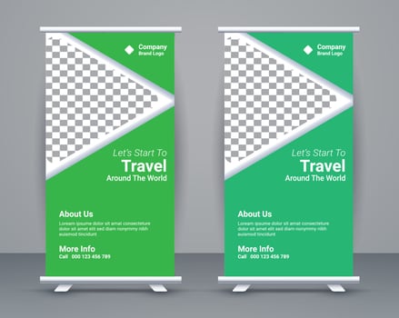 Roll up banner template  and travel banner design  free vector
