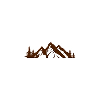 mountain logo with pine trees around it vector