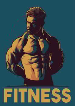 Bearded Bodybuilder Showing His Muscular Body vector