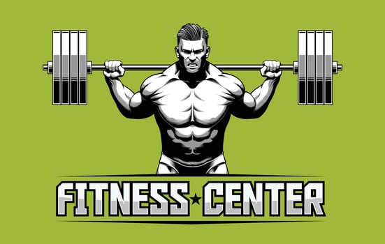 Strong Bodybuilder Lifting Olympic Barbell vector