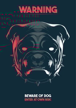 Angry Bulldog With Spiked Collar Warning Sign vector