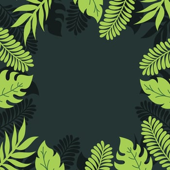 green tropical leaves border vector illustration