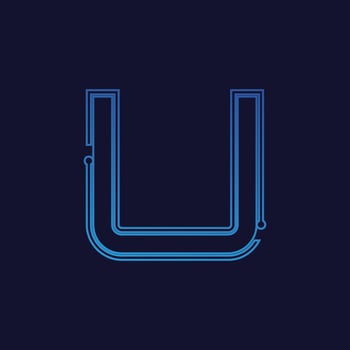 Letter U Tech Logo Design Vector