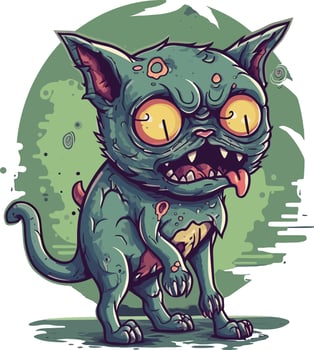 cute zombie cat mascot abstract illustration vector