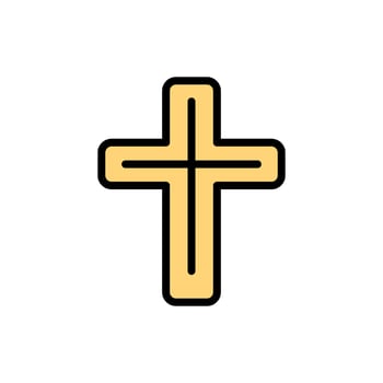 Cross Christianity outline color vector icon